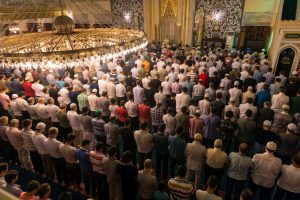 The Prophet observed Tarawih prayer in the mosque.